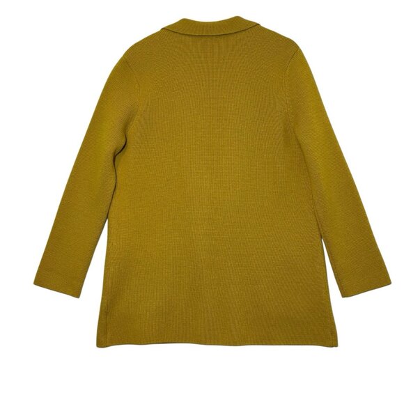 Talbots Women Milano Stitch Knit Sweater Jacket Wool Blend Yellow Petite Medium - Picture 3 of 9